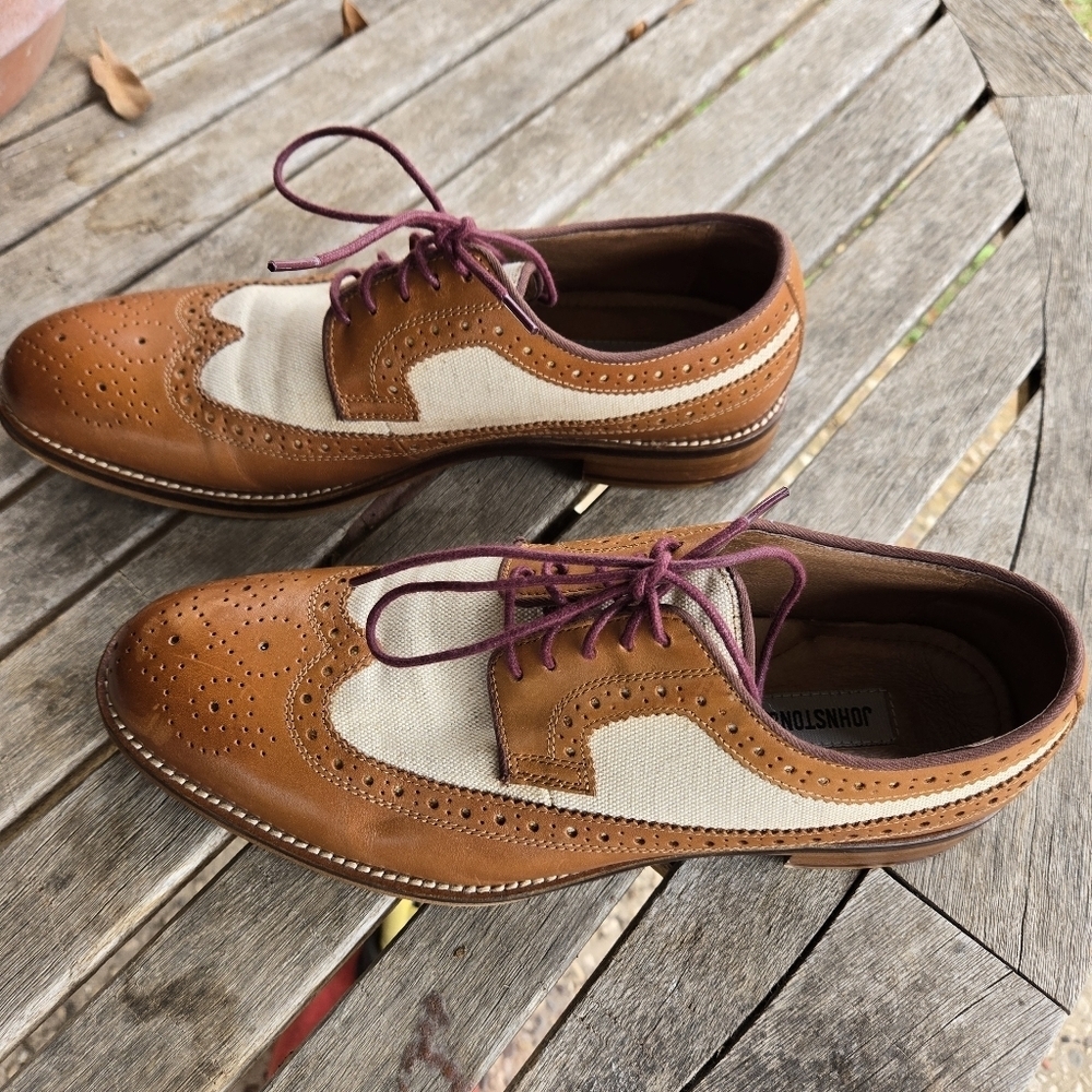 Johnston & Murphy Tan Calfskin Wingtip Shoes Good Condition Gently Used - Picture 2 of 8